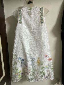 White Floral Embroidered Dress