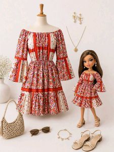 Boho Floral Print Off-Shoulder Dress