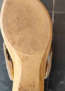 Embellished Gold Wedge Sandals