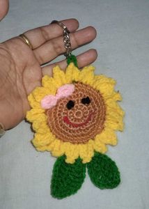 Cute Crochet Sunflower Keychain