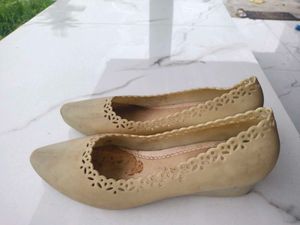 Beige Cutout Ballet Flats