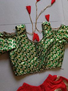 6-8 years girls Red &amp; Green Lehenga Choli Set