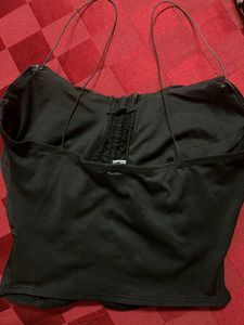 Black Ruched  corset crop Top