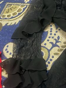 Elegant Black Lace Ruffle Blouse