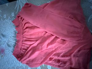 Coral Smocked Crop Top