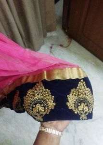 Elegant Pink &amp; Navy Ethnic Gown