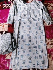 Stylish Blue Printed Kurta with Salwar