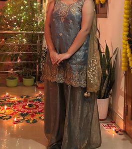 Elegant Grey Palazzo Suit