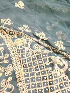 Embroidered Green farshi lahenga Set kids