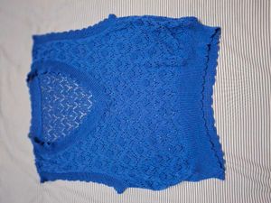 Blue Crochet Knit Top