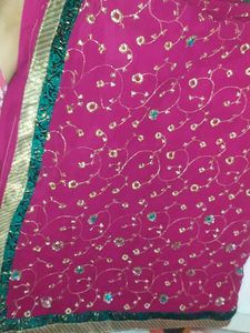 Pink stone work Saree.