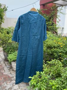 Teal Blue Printed Kurta