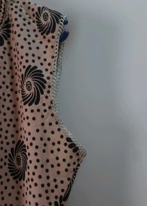 Unused Beige Short Kurti with Embellished Neckline
