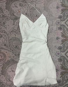White Textured Mini Dress