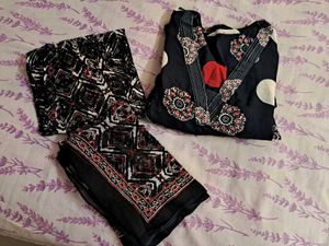 Cotton Ajrakh Print A-line Suit