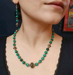 vintage malachite necklace