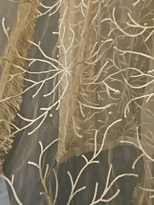 Golden Dupatta With Embroidery N Pearl Work