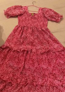 Pink Floral Midi Dress