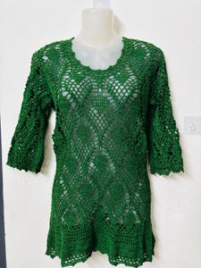 Green Crochet Tunic Top