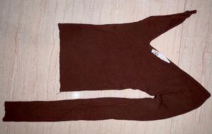 Brown Ribbed Knit Top