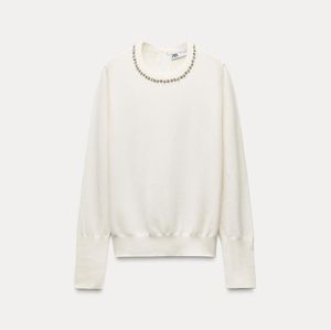 Zara Sweater with Embellished Neckline