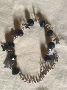 Black Beaded Charm Bracelet