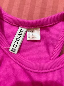 Hot Pink Ribbed Racerback Tank Top