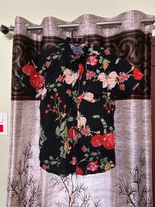 Men's Black Floral Print Shirt