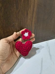 Crochet Heart Keychain