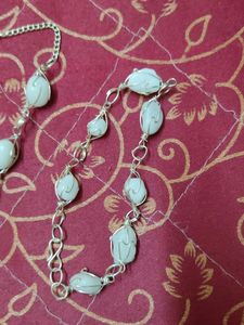 White Stone Necklace, Earing And Bracelet Set