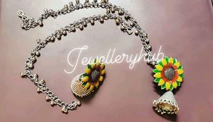 Pure German Silver Meenakari Jhumka With Ear Chain