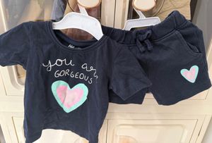 Navy Heart Print t-shirt & shorts