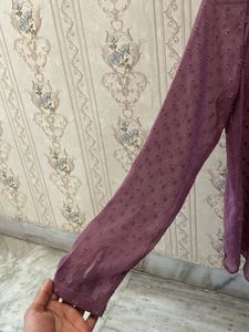 Chic Dotted Mesh Long Sleeve Shirt