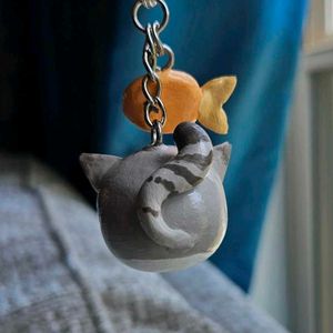 Kitty &amp; Fish Keychain