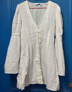 White Button-Up Midi Dress