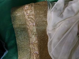 Elegant White &amp; Gold Embroidered Gown