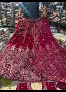 Elegant Red Velvet Lehenga Choli