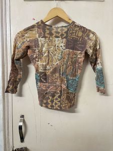 Vintage Abstract Print Long Sleeve Top