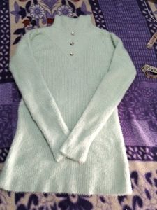 Mint Green Turtleneck Knit Sweater