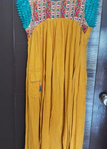 Max Beautiful Yellow Embroidered Kurta