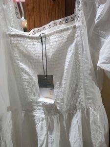 Elegant White Puff Sleeve Dress