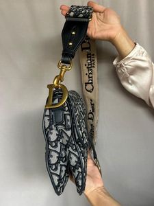 Auth Christian Dior Oblique medium saddle