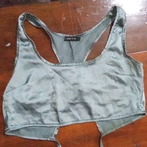 Sage Green Satin Racerback Crop Top