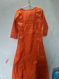 Orange Embroidered Kurta