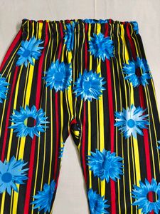 🆕 Vibrant Floral Striped Satin Legging