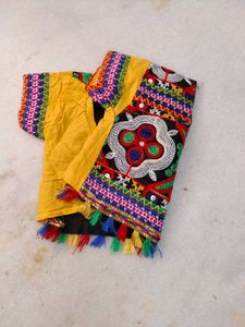 Embroidered Blouse with Tassels