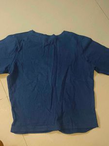 Blue Knotted Cropped T-shirt