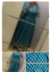 Blue & White Printed Kurta Set