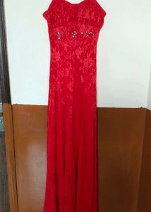 Stunning Red Lace Ethnic Gown
