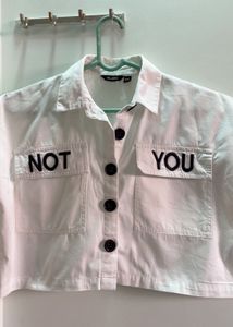 Zudio White Cropped Shirt with "NOT YOU" Text